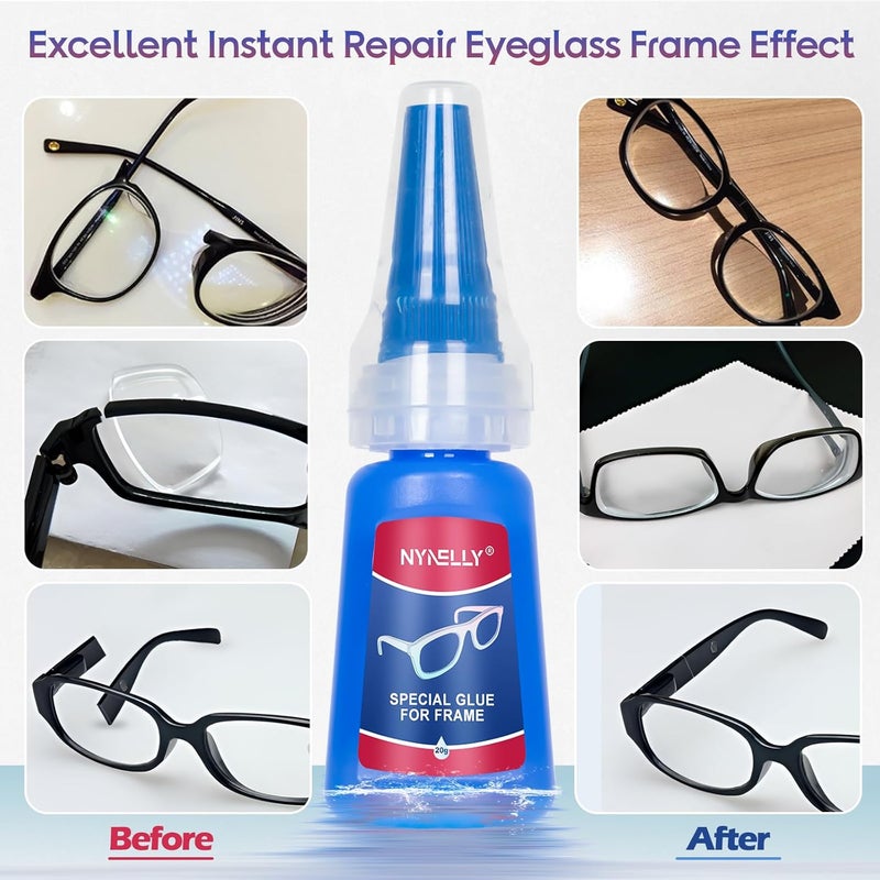 Nynelly 20 g Super Glue for Glasses Frames Repair and Bonding, Instant Strong Adhesive for Repairing Broken Frames Plastic Wood Metal Rubber Leather, Clear Liquid Glue Adhesive, Quick Dry - Image 5